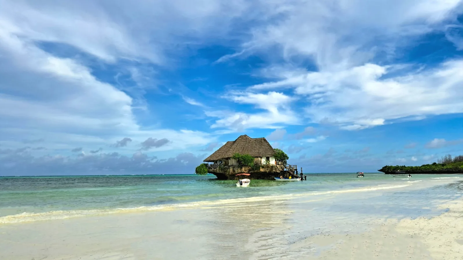 The Rock Restaurant on its coral outcrop beside the Zanzibar coast
